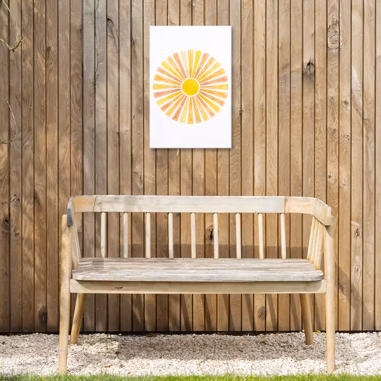 Zon - Stralen - Aquarel - Geel - Abstract Tuinposter op houten frame 2 cm dik klein -sfeer4