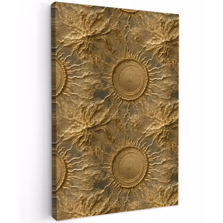 Zon - Reliëf - Antiek - Goud Tuinposter op houten frame 2 cm dik klein 841 -3d