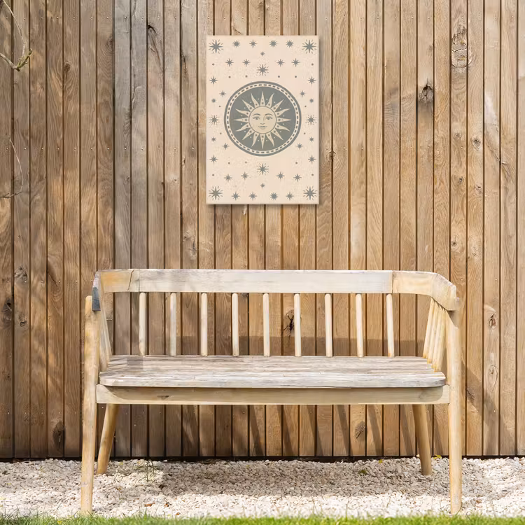 Zon - Sterren - Astrologie - Vintage - Groen Tuinposter op houten frame 2 cm dik klein -sfeer4