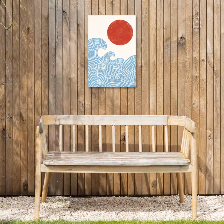 Zon - Golven - Oceaan - Abstract - Rood Tuinposter op houten frame 2 cm dik klein -sfeer4