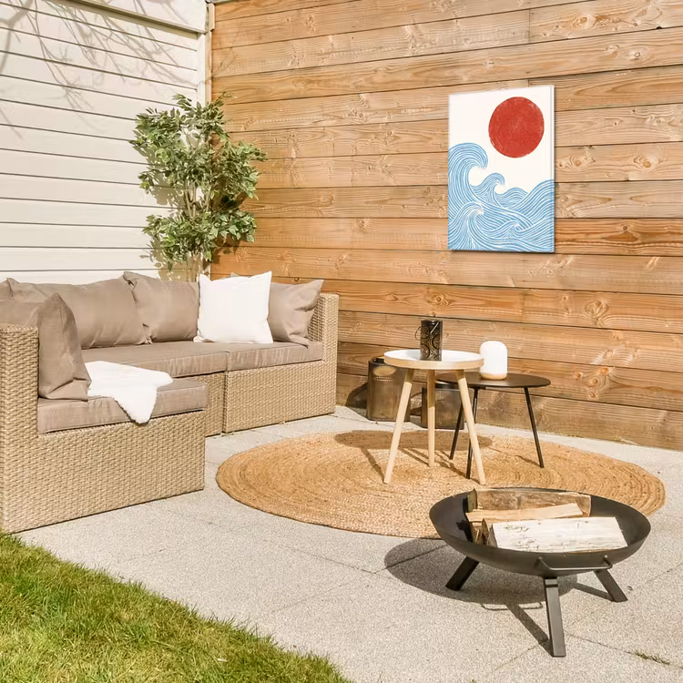 Zon - Golven - Oceaan - Abstract - Rood Tuinposter op houten frame 2 cm dik klein -sfeer2
