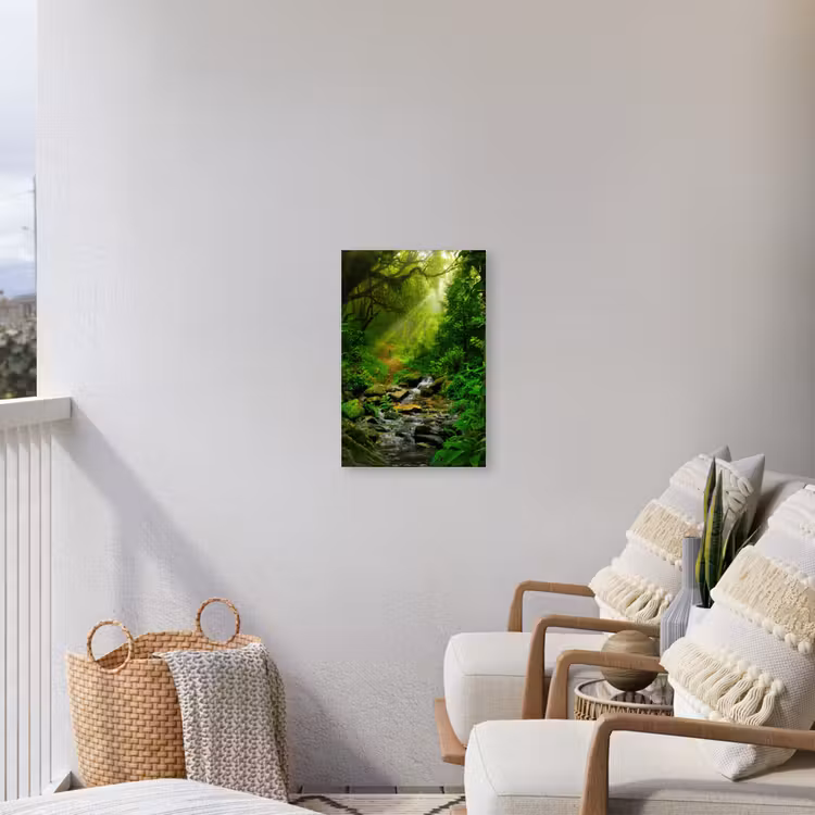 Zonnige Stralen in het Regenwoud Tuinposter op houten frame 2 cm dik klein -sfeer1