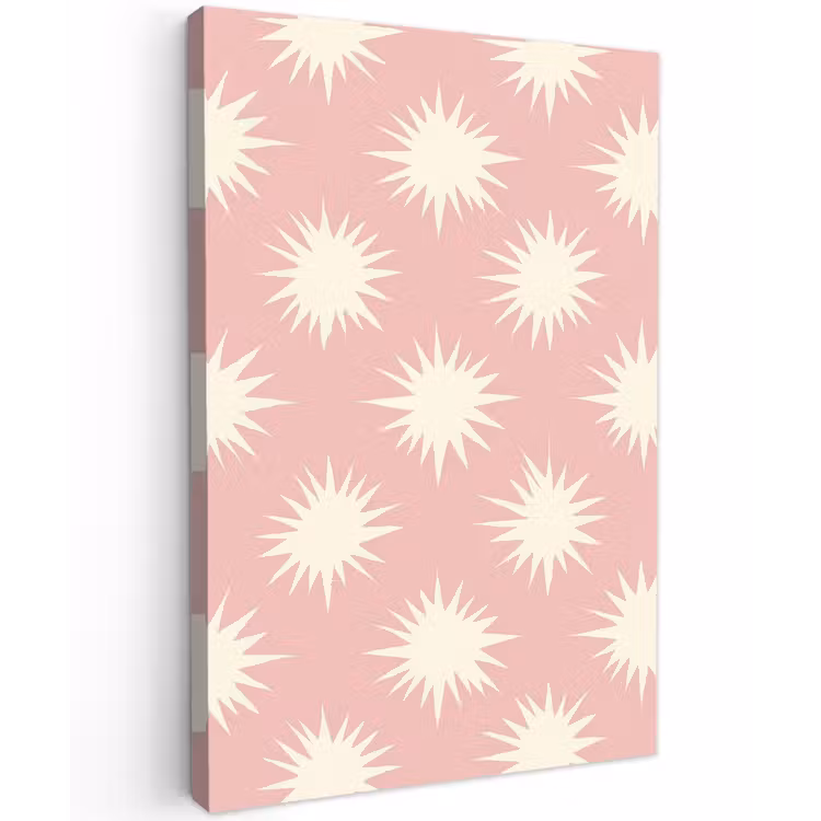 Zonnen - Patroon - Roze Tuinposter op houten frame 2 cm dik klein 841 -3d