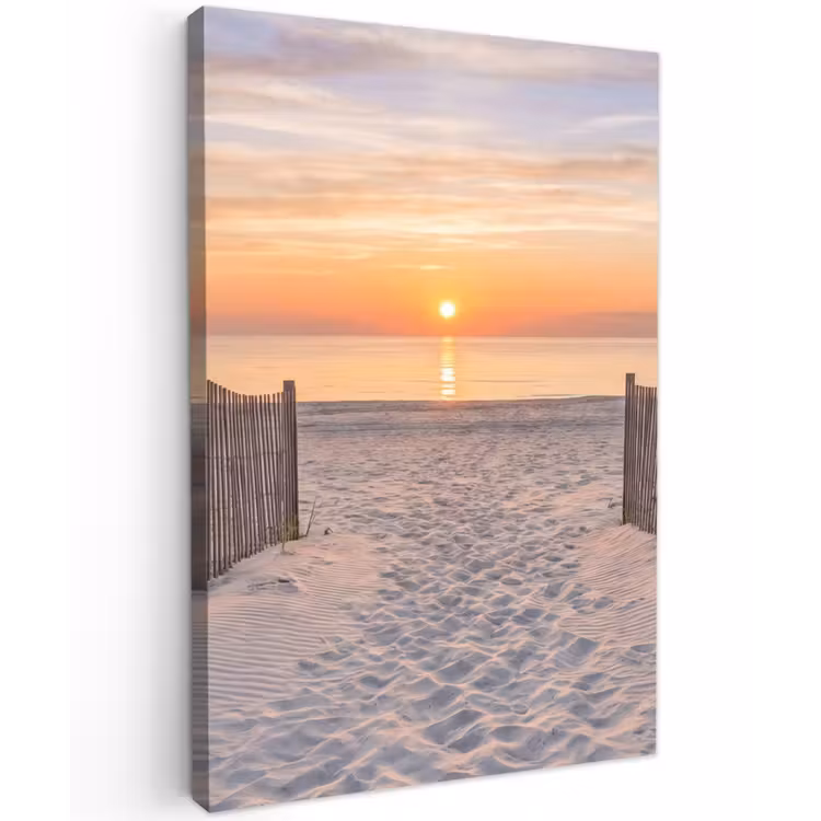 Zonsondergang - Strand - Zand Tuinposter op houten frame 2 cm dik klein -3d