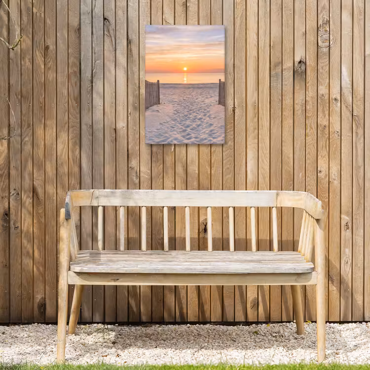 Zonsondergang - Strand - Zand Tuinposter op houten frame 2 cm dik klein -sfeer4