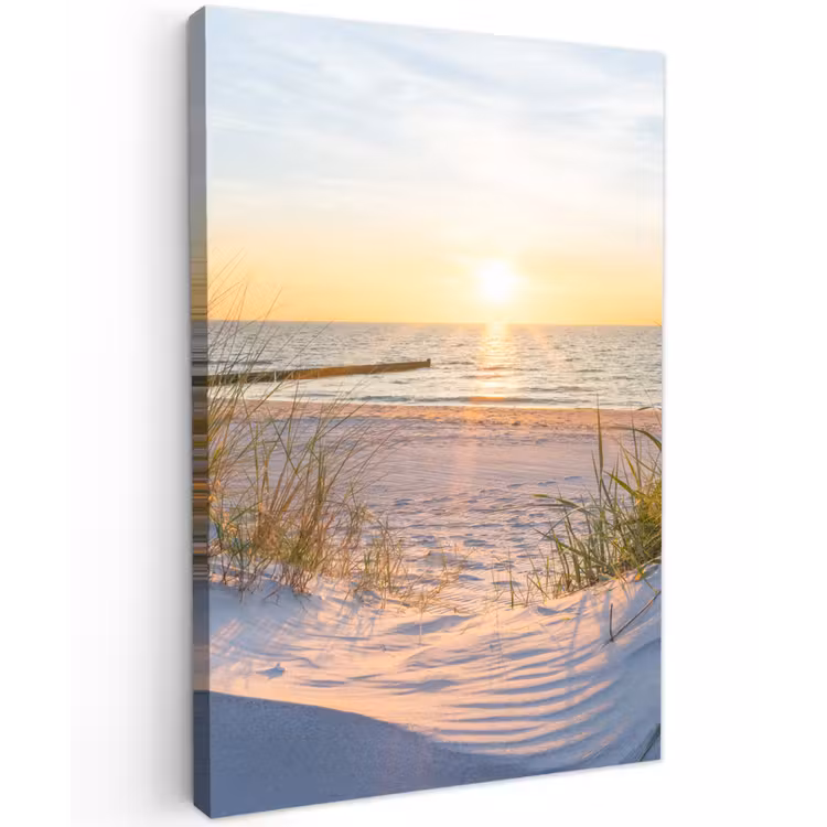 Zonsondergang aan Zee Tuinposter op houten frame 2 cm dik klein -3d