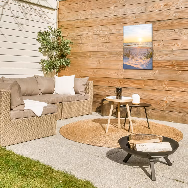Zonsondergang aan Zee Tuinposter op houten frame 2 cm dik klein -sfeer2