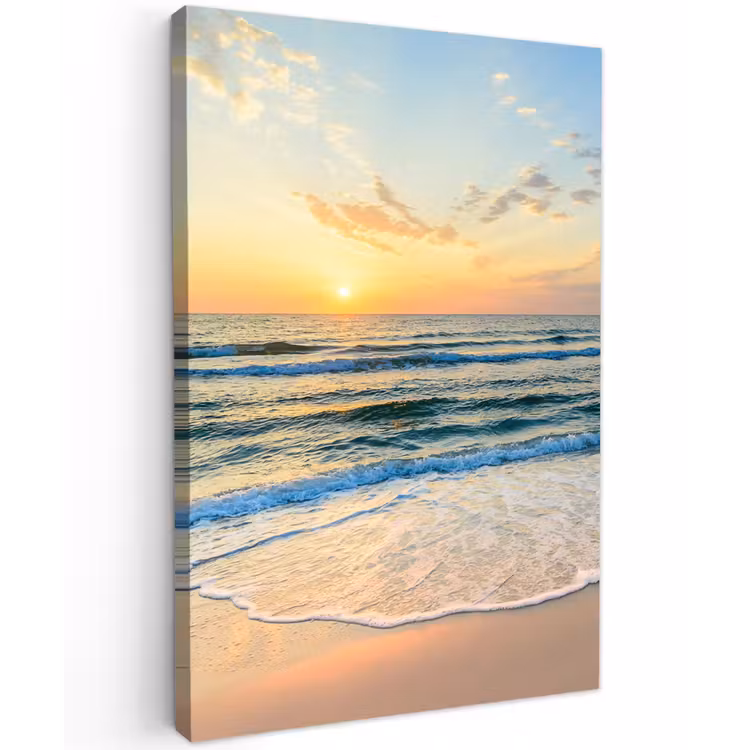 Zonsondergang aan Zee Tuinposter op houten frame 2 cm dik klein -3d