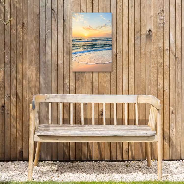 Zonsondergang aan Zee Tuinposter op houten frame 2 cm dik klein -sfeer4