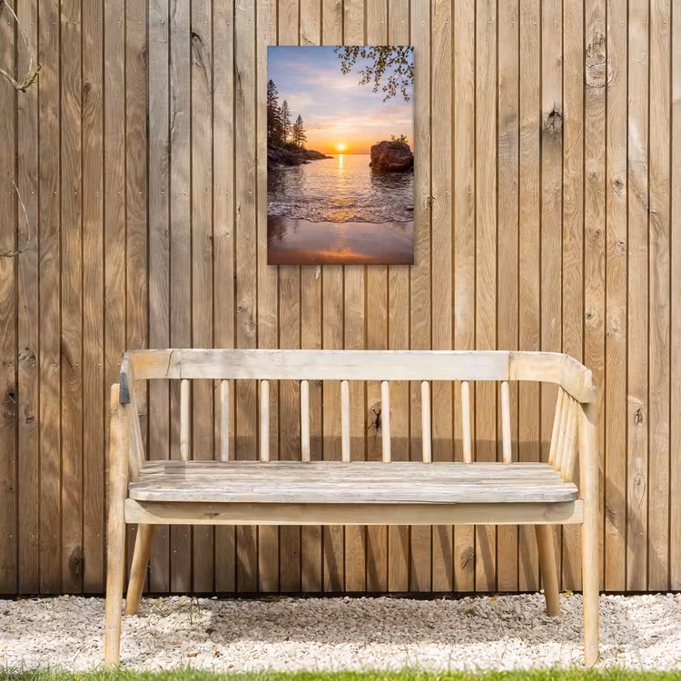 Zonsondergang - Kust - Water - Natuur - Oranje Tuinposter op houten frame 2 cm dik klein -sfeer4