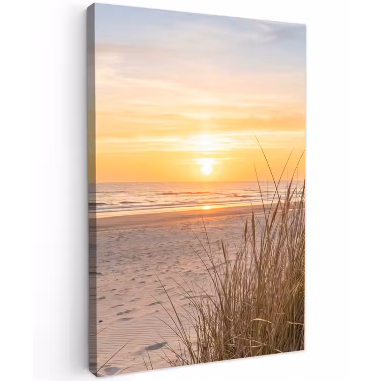 Zonsondergang - Duinen - Zee Tuinposter op houten frame 2 cm dik klein -3d