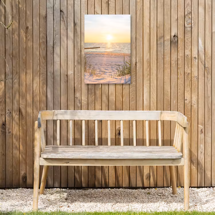 Zonsondergang op het Strand Tuinposter op houten frame 2 cm dik klein -sfeer4
