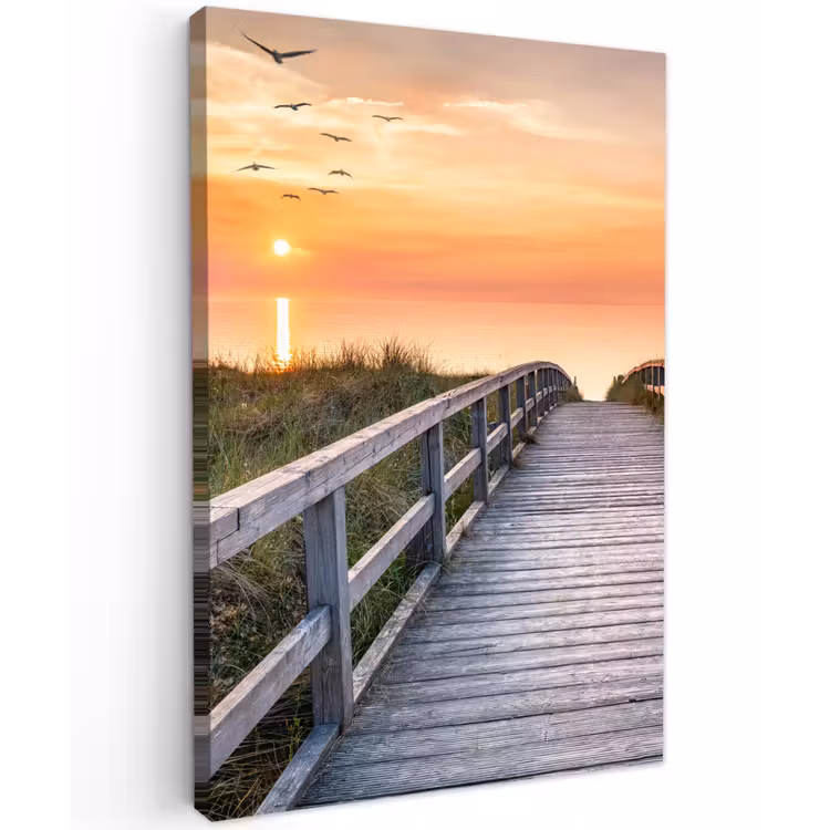 Zonsondergang over de Duinen Tuinposter op houten frame 2 cm dik klein -3d