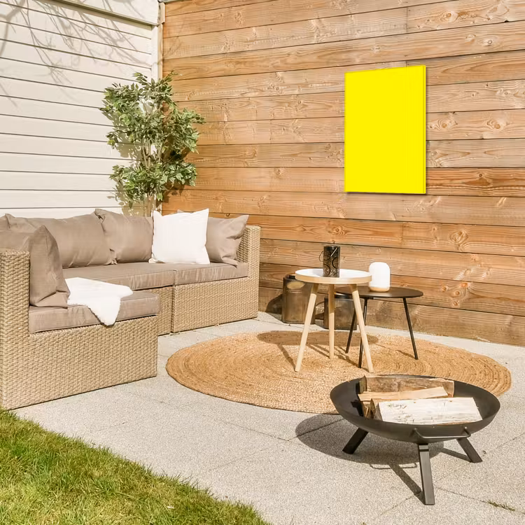 Sunshine - Glow - Geel Tuinposter op houten frame 2 cm dik klein 841 -sfeer2