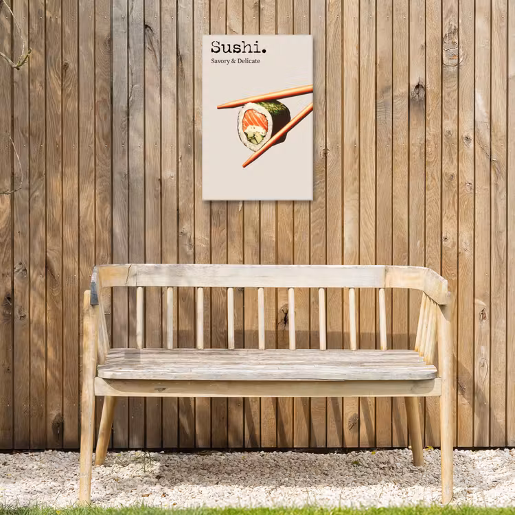 Sushi - Zalm - Rijst - Japans Tuinposter op houten frame 2 cm dik klein -sfeer4