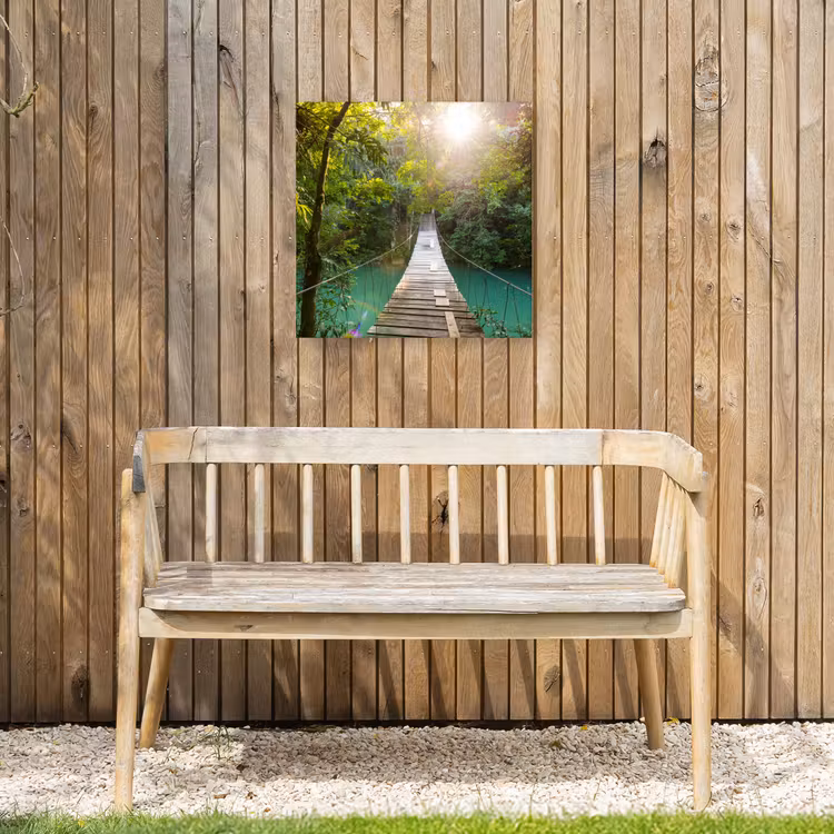 Hangbrug in het Regenwoud Tuinposter op houten frame 2 cm dik klein -sfeer4