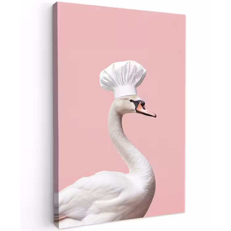 Zwaan - Koksmuts - Mooi - Klassiek Tuinposter op houten frame 2 cm dik klein -3d
