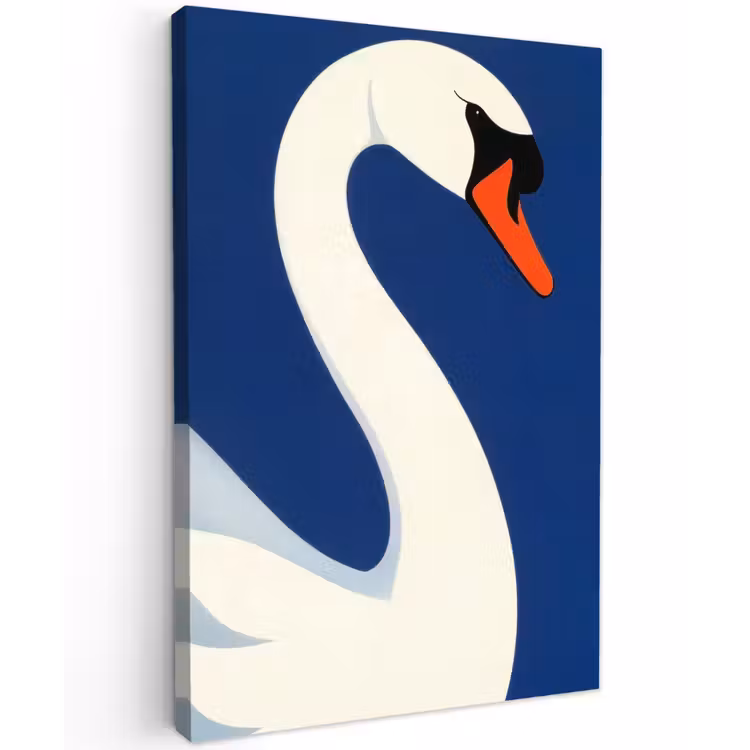 Zwaan - Wit - Snavel - Illustratie Tuinposter op houten frame 2 cm dik klein -3d