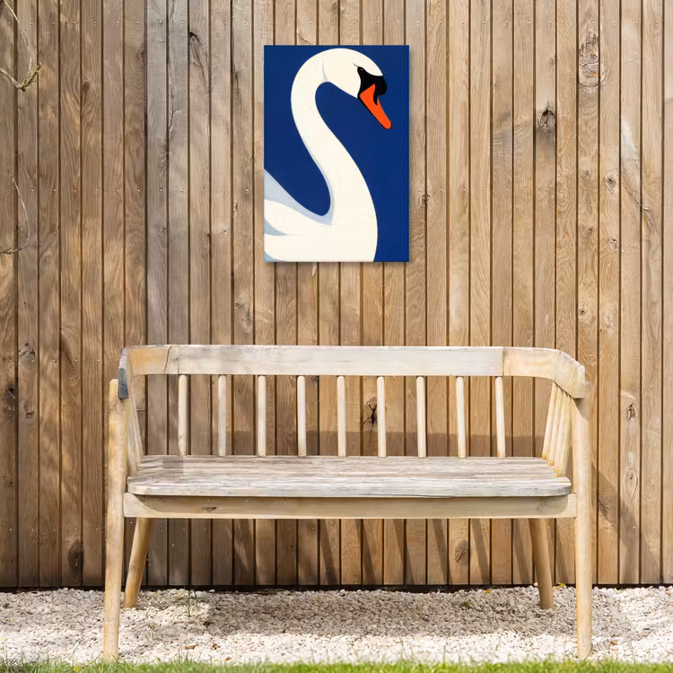 Zwaan - Wit - Snavel - Illustratie Tuinposter op houten frame 2 cm dik klein -sfeer4