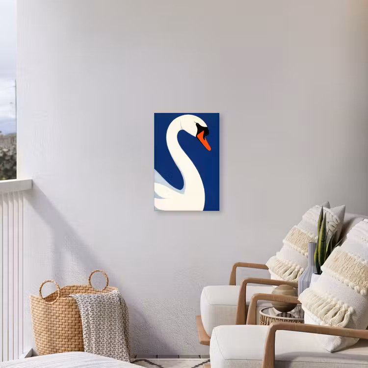 Zwaan - Wit - Snavel - Illustratie Tuinposter op houten frame 2 cm dik klein -sfeer1
