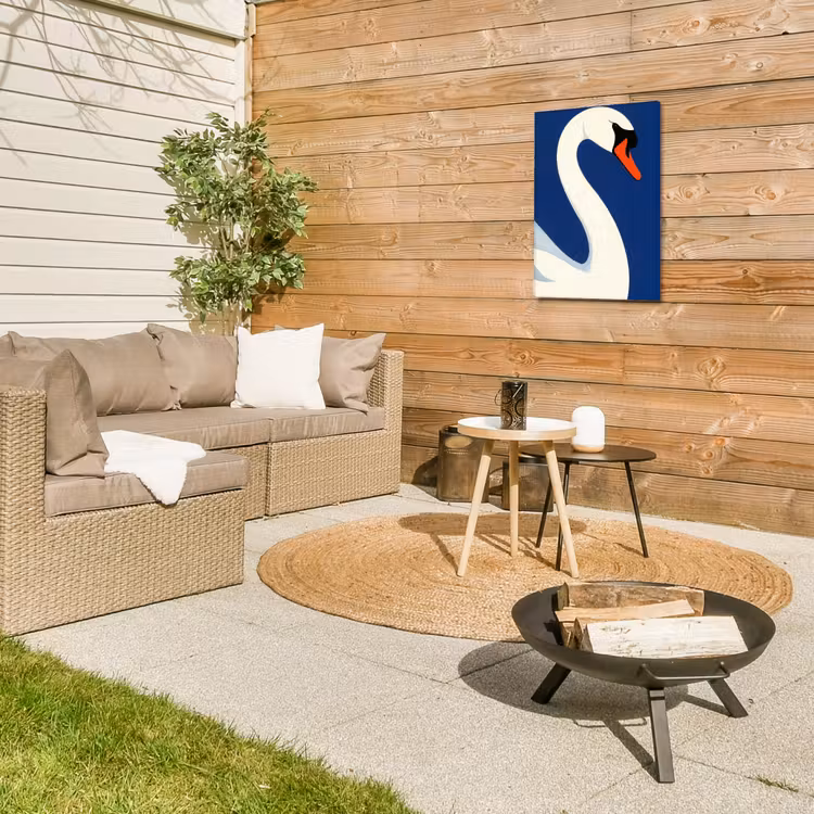 Zwaan - Wit - Snavel - Illustratie Tuinposter op houten frame 2 cm dik klein -sfeer2