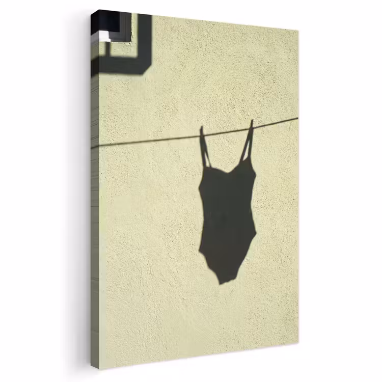 Badpak - Schaduw - Muur - Zomer - Minimalistisch Tuinposter op houten frame 2 cm dik klein -3d
