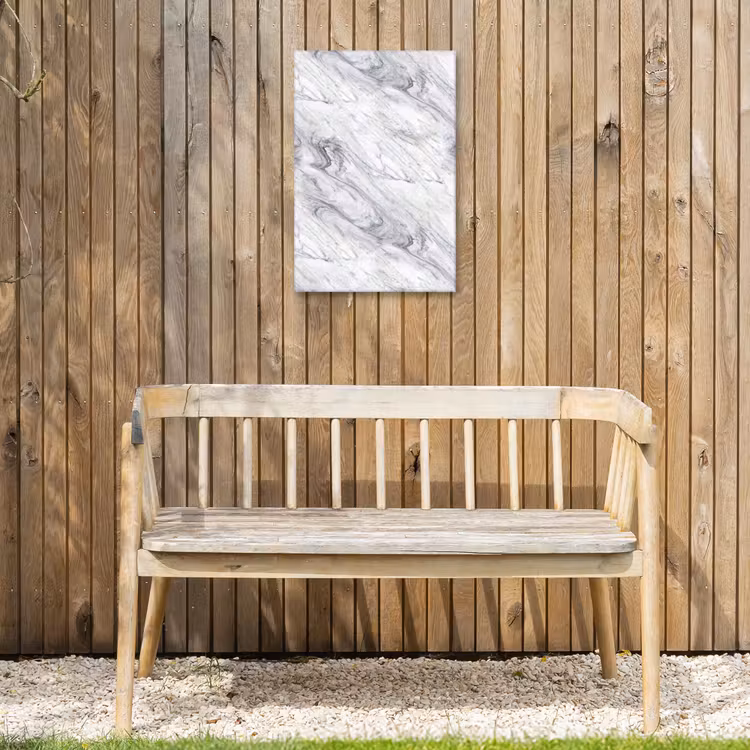 Wervelende - Grijsstructuur - Marmer - Wit Tuinposter op houten frame 2 cm dik klein 841 -sfeer4