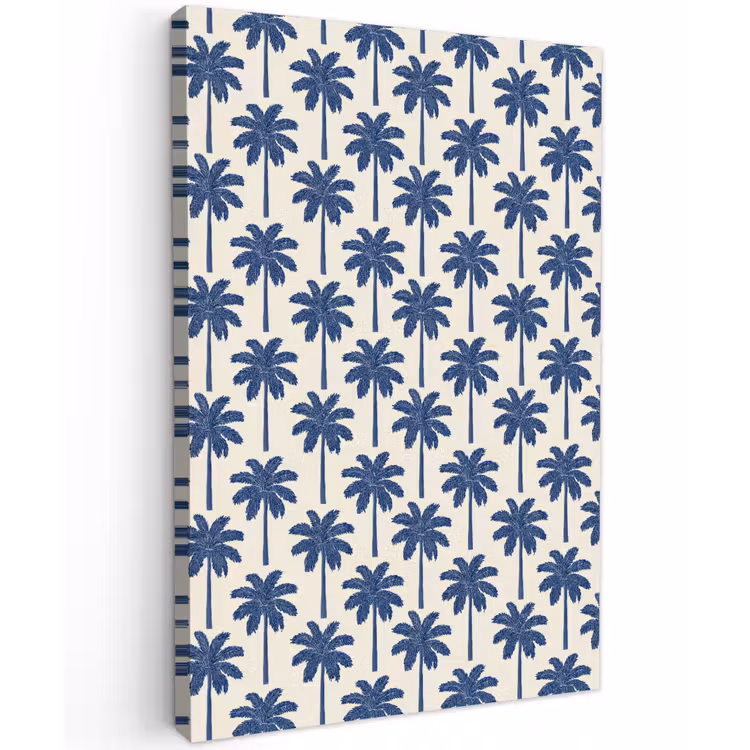 Symmetrisch - Palm - Blauw Tuinposter op houten frame 2 cm dik klein 841 -3d