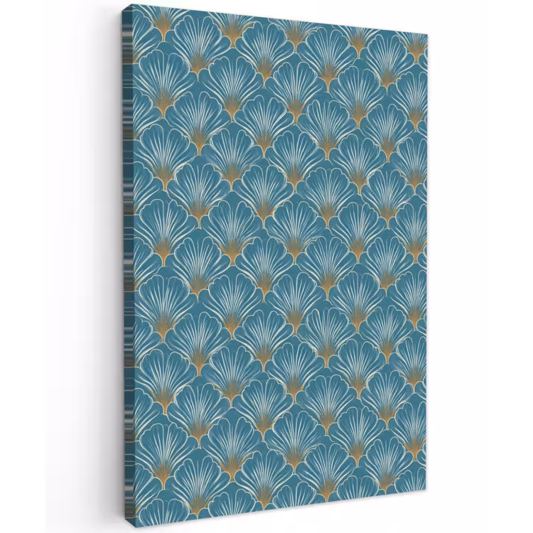 Symmetrisch - Patroon - Blauw Tuinposter op houten frame 2 cm dik klein 841 -3d