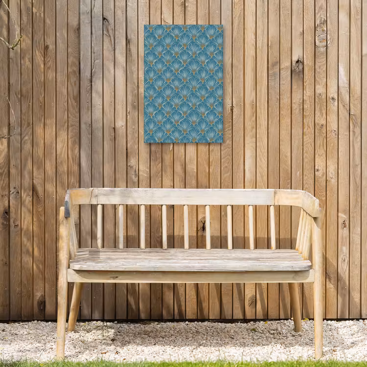 Symmetrisch - Patroon - Blauw Tuinposter op houten frame 2 cm dik klein 841 -sfeer4