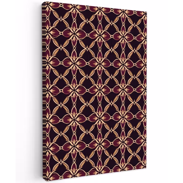 Symmetrisch - Tegel - Burgundy Tuinposter op houten frame 2 cm dik klein 841 -3d