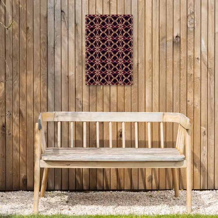 Symmetrisch - Tegel - Burgundy Tuinposter op houten frame 2 cm dik klein 841 -sfeer4