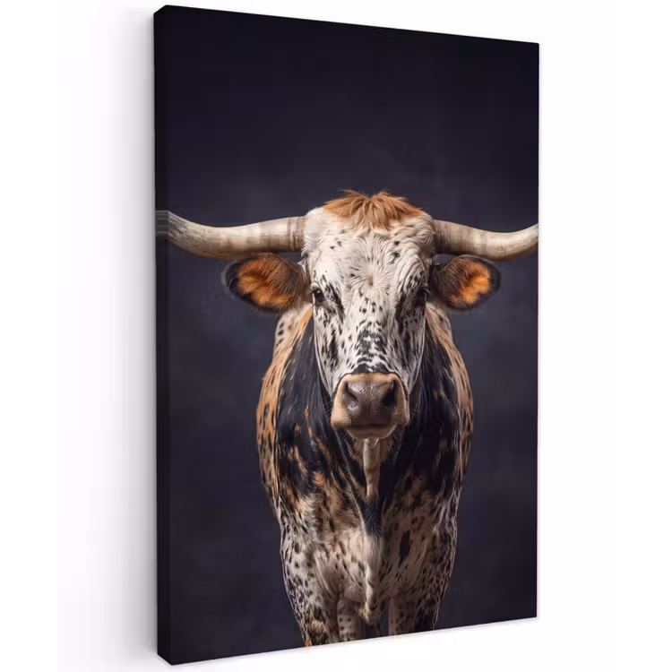 Stier - Kleurrijk - Hoorns Tuinposter op houten frame 2 cm dik klein -3d