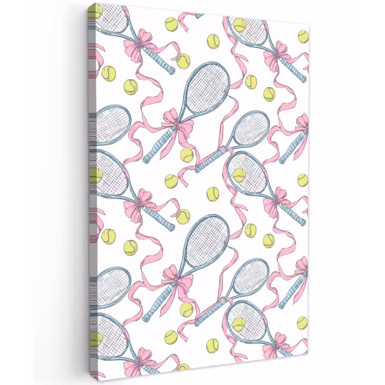 Tennis - Strikken - Kleurrijk Tuinposter op houten frame 2 cm dik klein 841 -3d