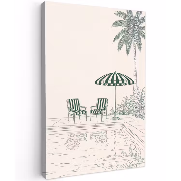 Terras - Illustratie - Groen Tuinposter op houten frame 2 cm dik klein -3d