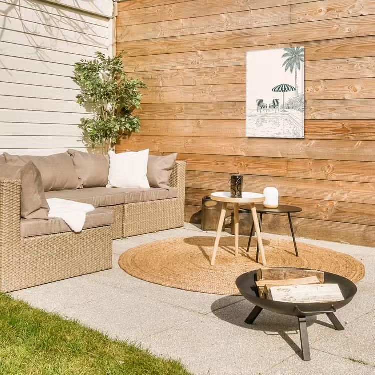 Terras - Illustratie - Groen Tuinposter op houten frame 2 cm dik klein -sfeer2