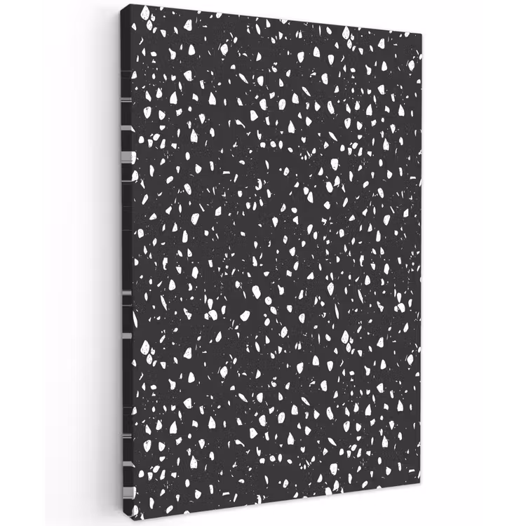 Terrazzo - Patroon - Zwart - Wit Tuinposter op houten frame 2 cm dik klein 841 -3d