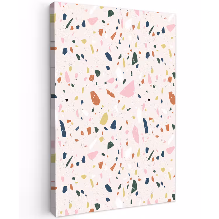 Terrazzo - Patroon - Kleurrijk Tuinposter op houten frame 2 cm dik klein 841 -3d