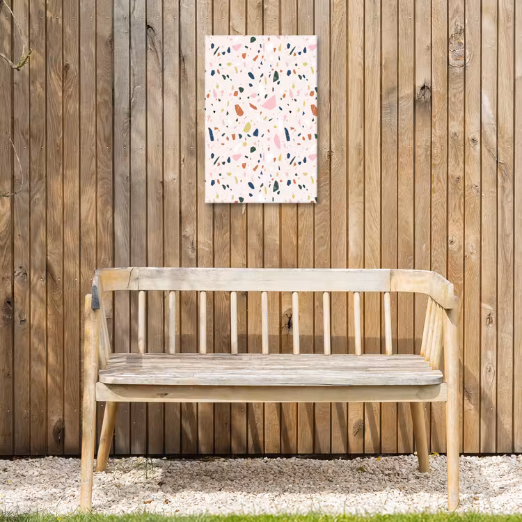 Terrazzo - Patroon - Kleurrijk Tuinposter op houten frame 2 cm dik klein 841 -sfeer4