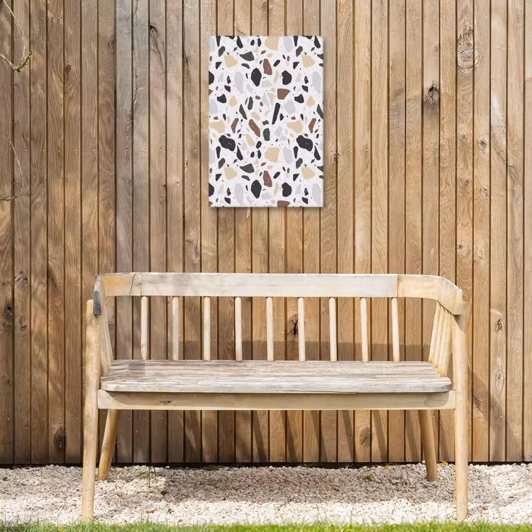 Terrazzo - Patroon - Kleurrijk - Klei Tuinposter op houten frame 2 cm dik klein 841 -sfeer4