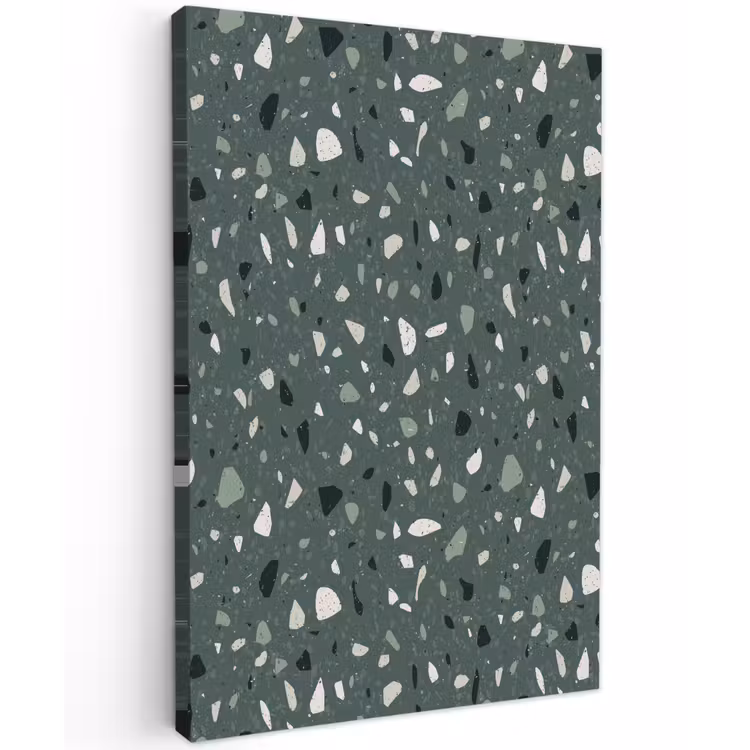 Terrazzo - Patroon - Kleurrijk - Groen Tuinposter op houten frame 2 cm dik klein 841 -3d