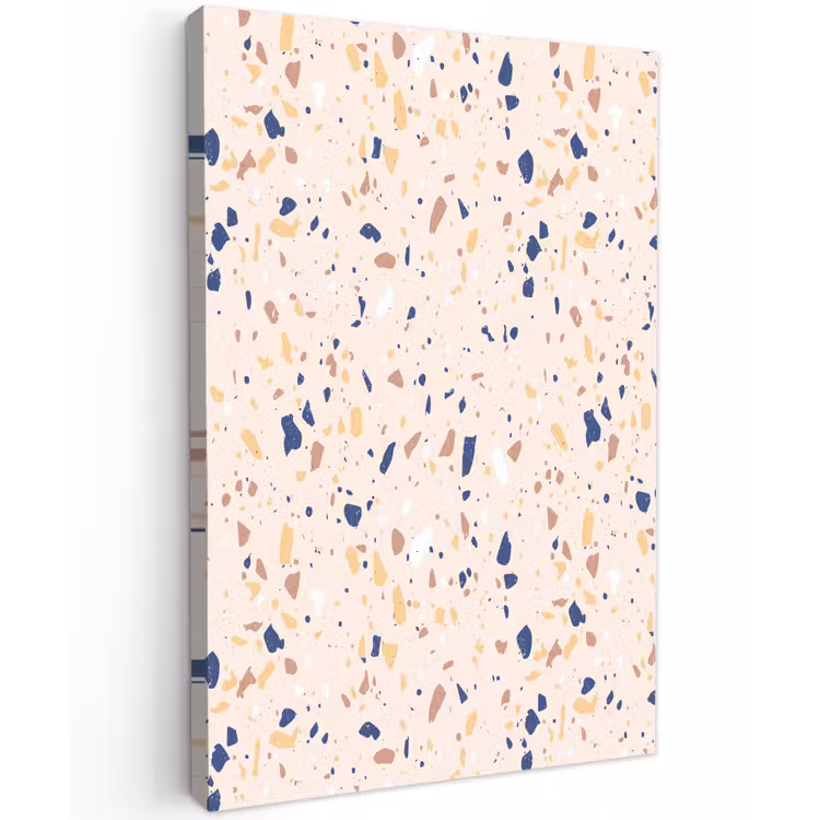 Terrazzo - Patroon - Kleurrijk - Indigo Tuinposter op houten frame 2 cm dik klein 841 -3d