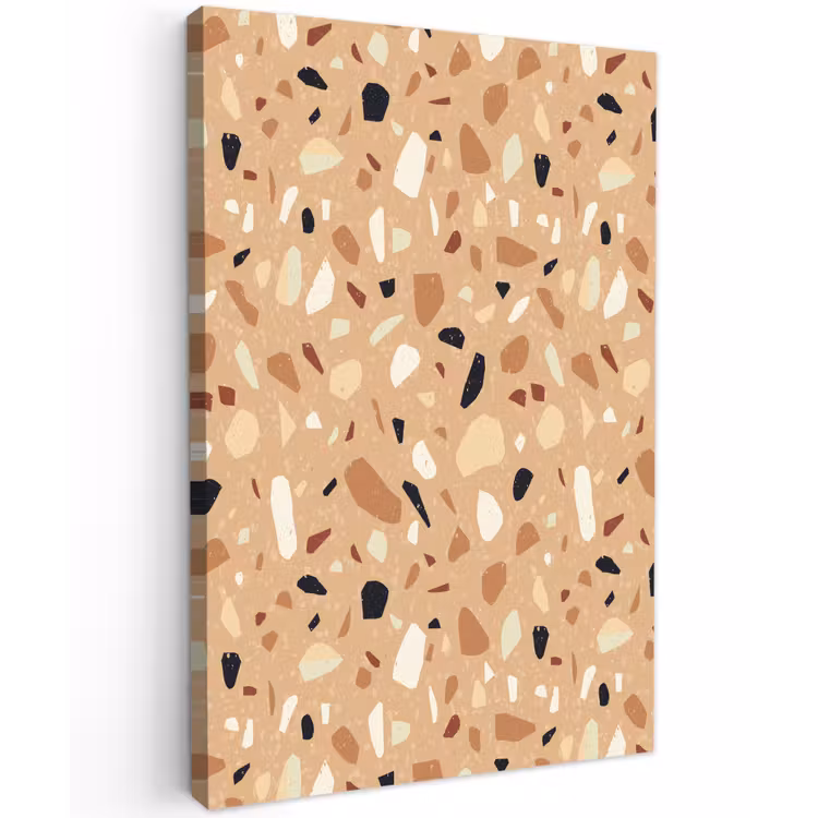 Terrazzo - Patroon - Kleurrijk - Oranje Tuinposter op houten frame 2 cm dik klein 841 -3d