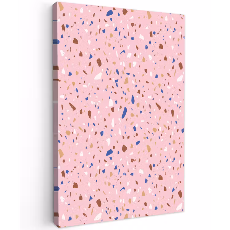 Terrazzo -  Patroon - Kleurrijk - Roze Tuinposter op houten frame 2 cm dik klein 841 -3d