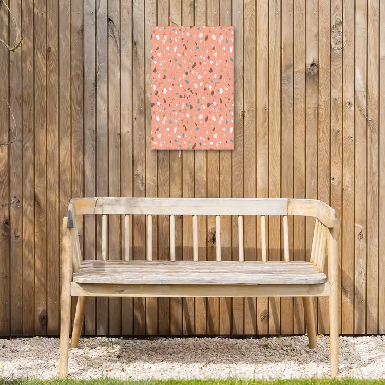 Terrazzo - Patroon - Kleurrijk - Roze - Blauw Tuinposter op houten frame 2 cm dik klein 841 -sfeer4