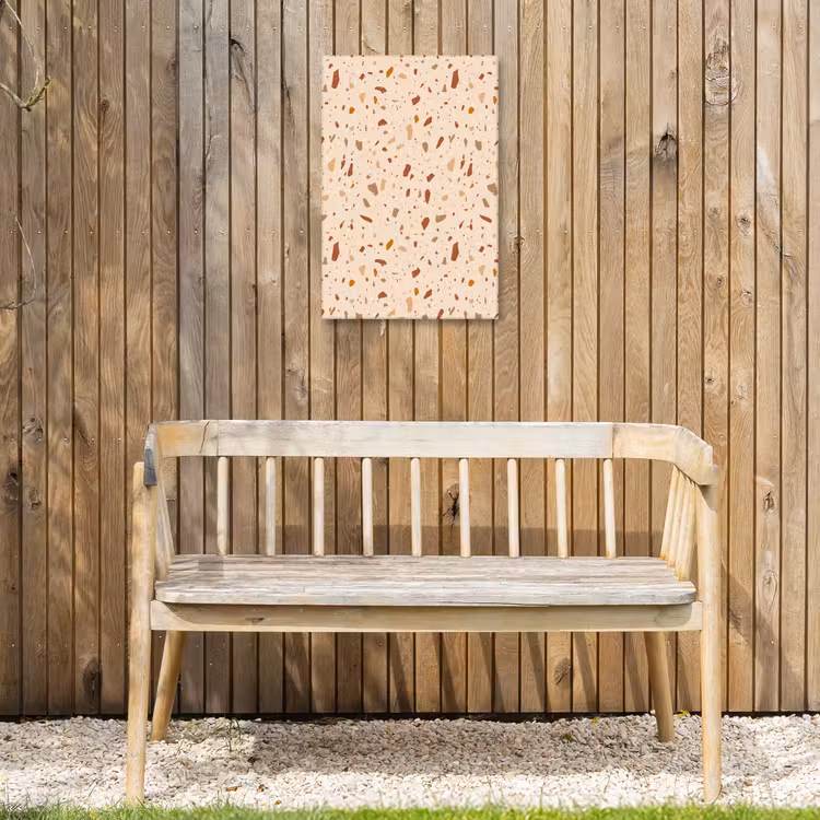 Terrazzo - Patroon - Kleurrijk - Steen Tuinposter op houten frame 2 cm dik klein 841 -sfeer4