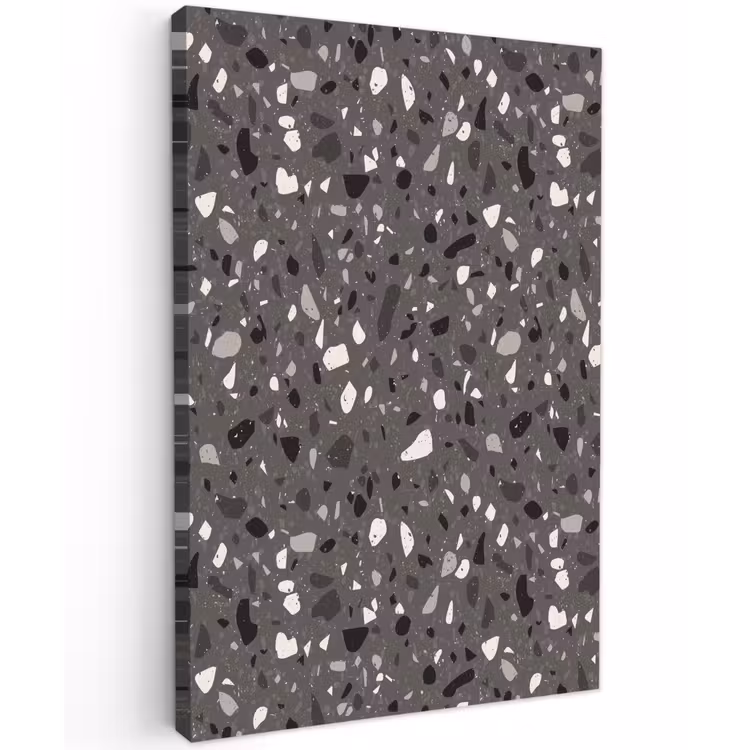 Terrazzo - Patroon - Grijs Tuinposter op houten frame 2 cm dik klein 841 -3d