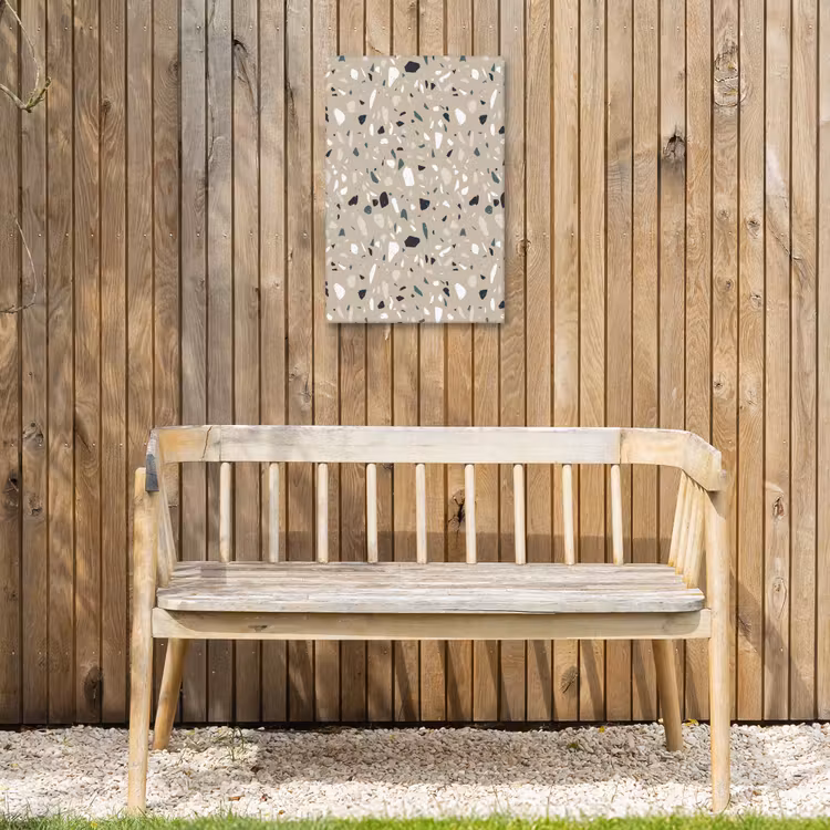 Terrazzo - Patroon - Groen Tuinposter op houten frame 2 cm dik klein 841 -sfeer4