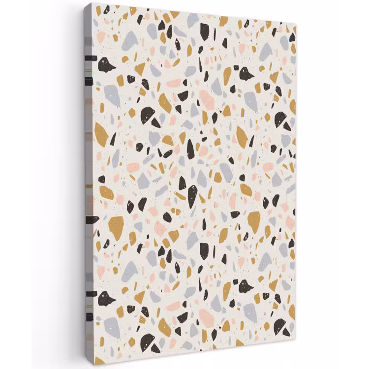 Terrazzo - Patroon - Neutraal - Zacht - Multi Tuinposter op houten frame 2 cm dik klein 841 -3d