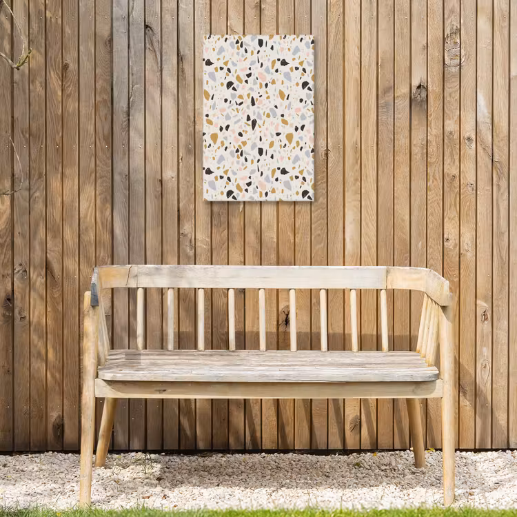 Terrazzo - Patroon - Neutraal - Zacht - Multi Tuinposter op houten frame 2 cm dik klein 841 -sfeer4